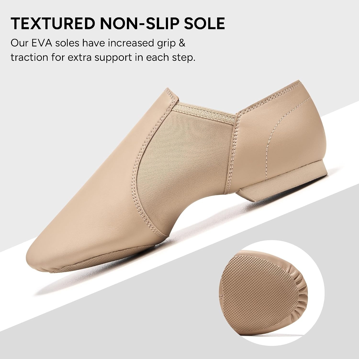Stelle Womens Jazz Shoes PU Slip On Dance Shoes(A-tan)