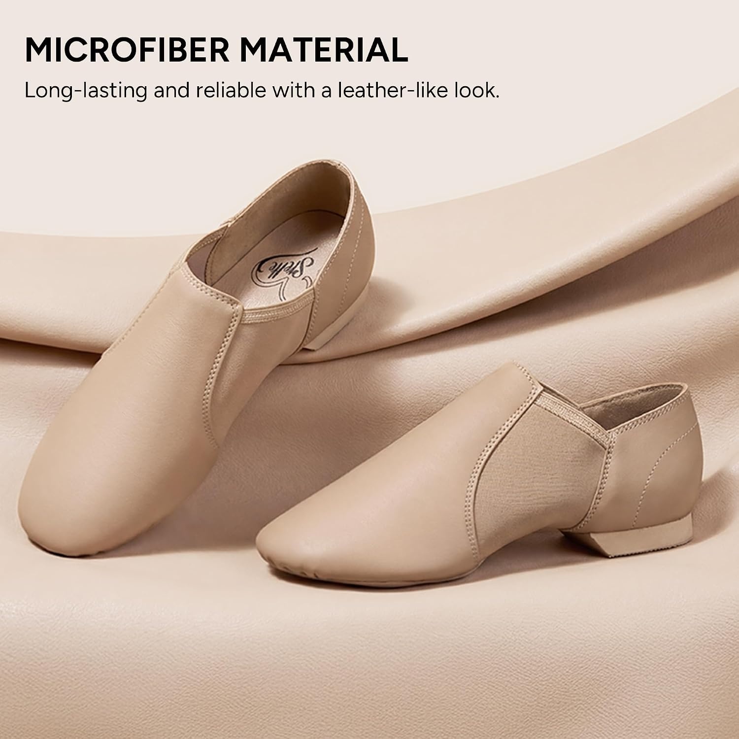 Stelle Womens Jazz Shoes PU Slip On Dance Shoes(A-tan)