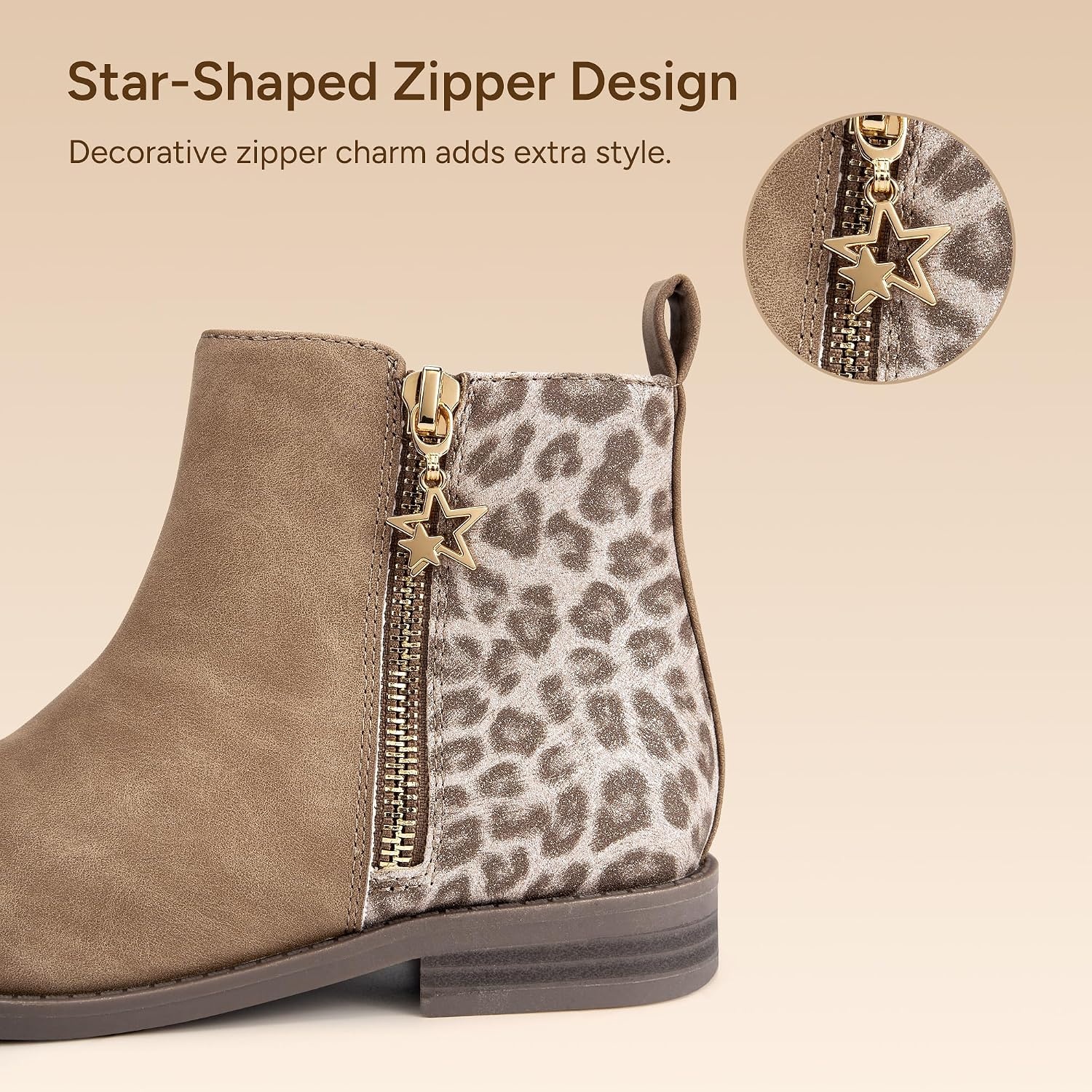 Stelle Girls Ankle Boots Glitter Fall Shoes(Brown(leopard))