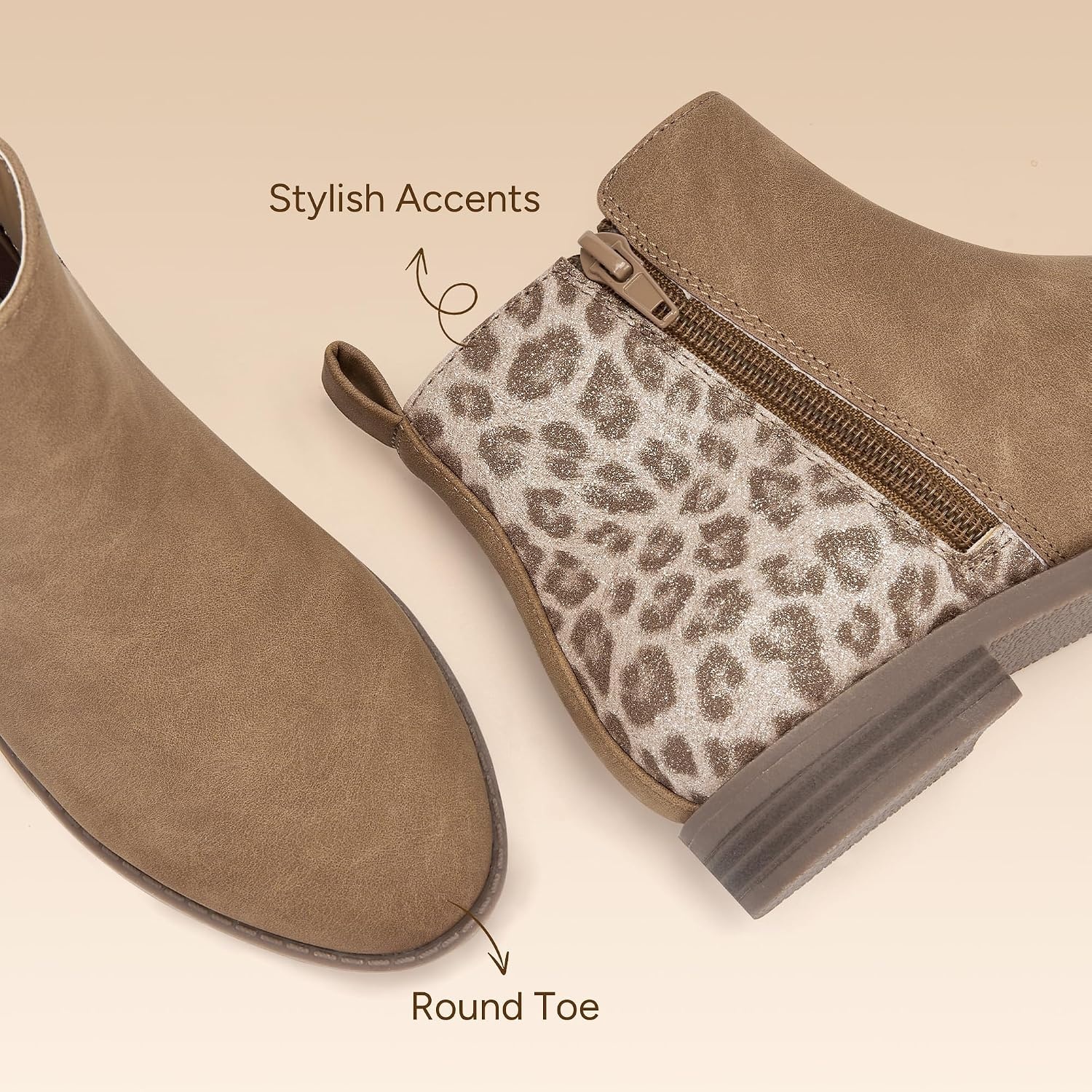 Stelle Girls Ankle Boots Glitter Fall Shoes(Brown(leopard))