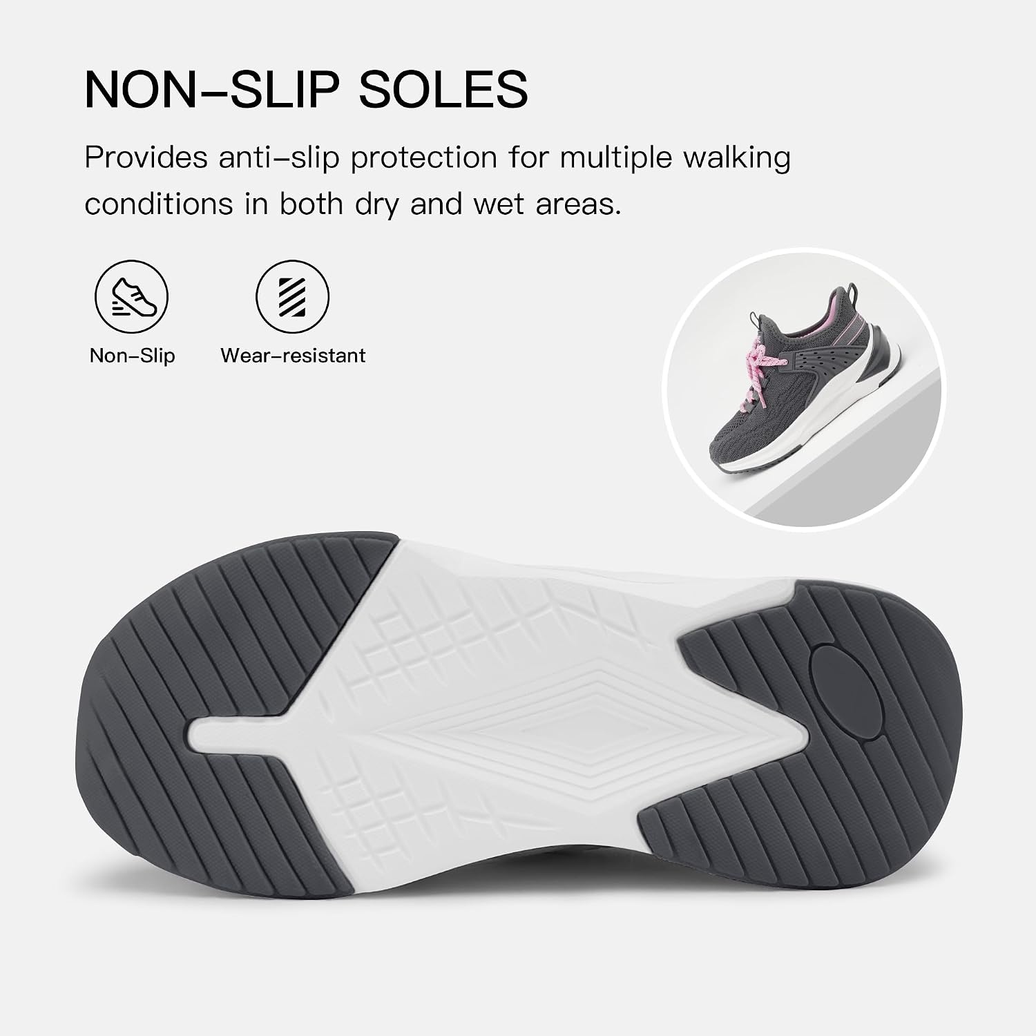 Stelle Girls Tennis Shoes with DIY Charms Slip-on Kids Sneakers | Lightweight Running Shoe Boys Walking Athletic Flats for Little/Big Kids(Charcoal)