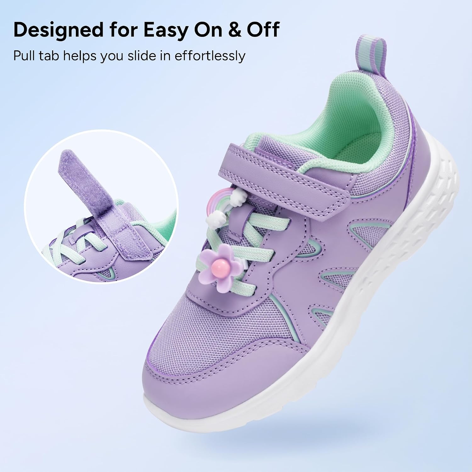 Stelle Tennis Shoes for Girls Kids Sneakers(Lavender+charms)