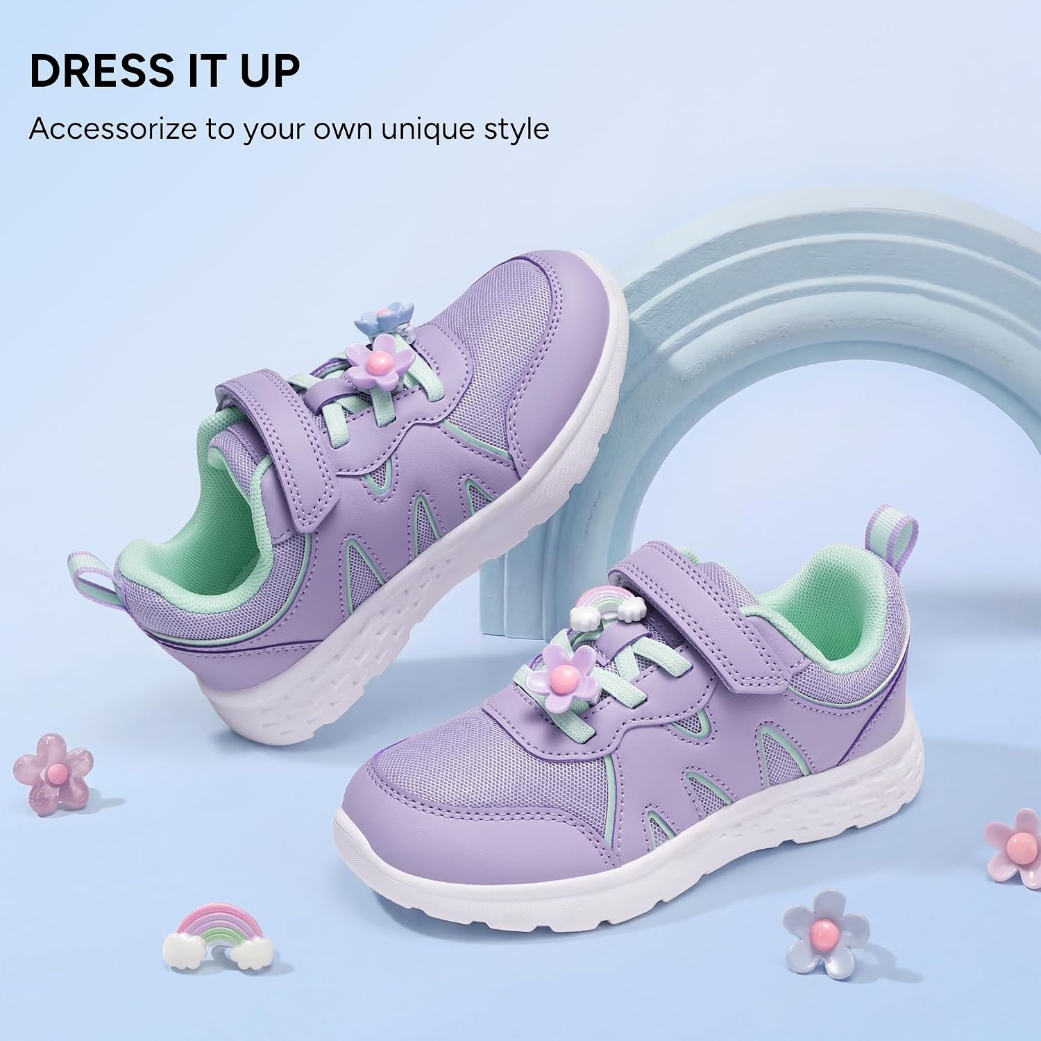 Stelle Tennis Shoes for Girls Kids Sneakers(Lavender+charms)