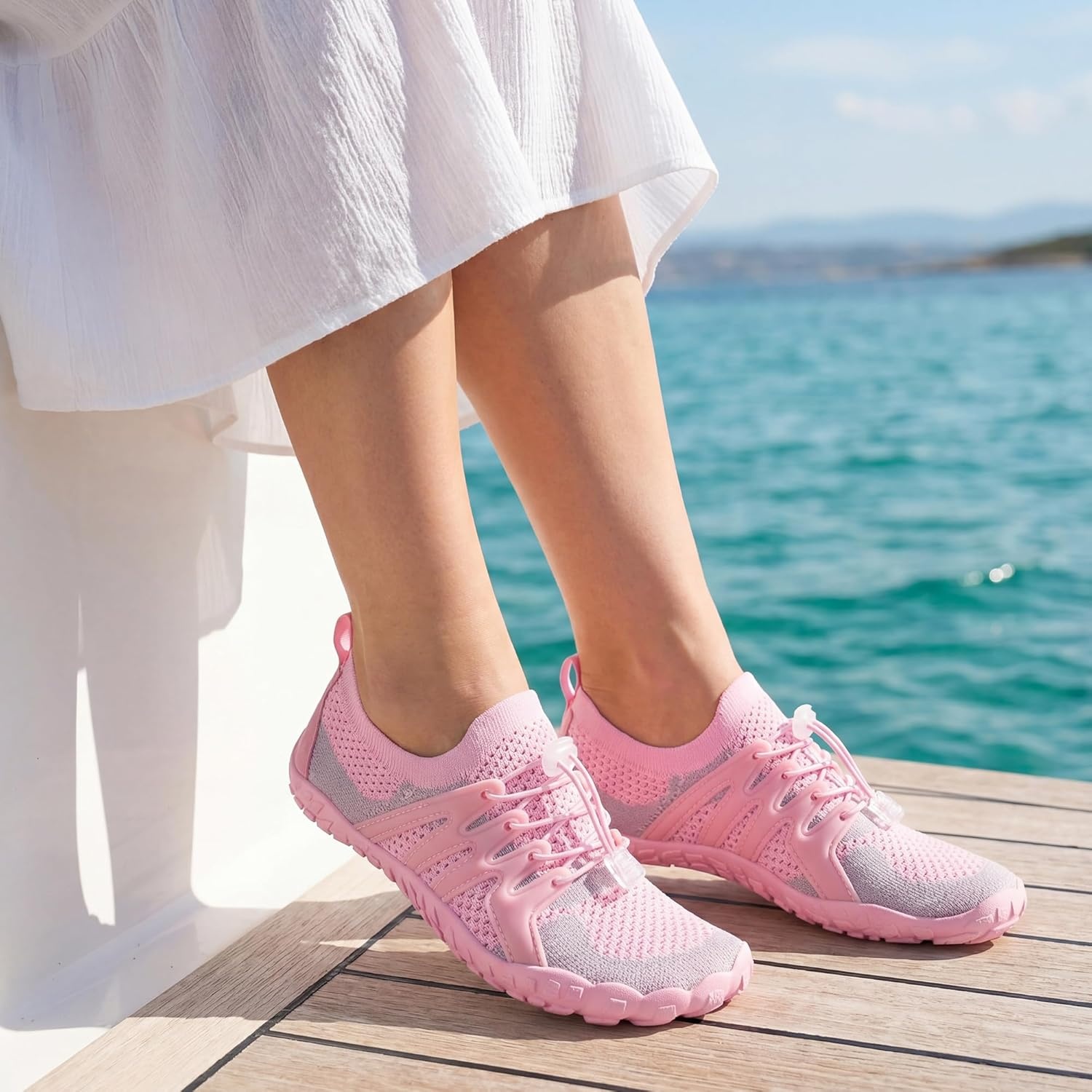 Stelle Water Shoes for Women Men, Quick-Dry Barefoot Aqua Shoes for Beach, Swim, Pool, Boating & Yoga, Lightweight Water Shoes for Adult(Pink)