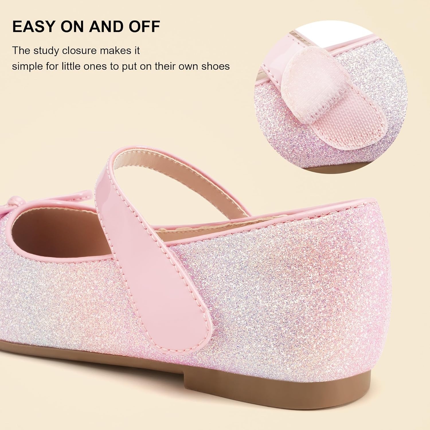 Stelle Girls Dress Shoes Toddler Flower Wedding Party Shoes Mary Jane School Flats(Toddler/Little Kids/Big Kids)(1-pink Ombre)