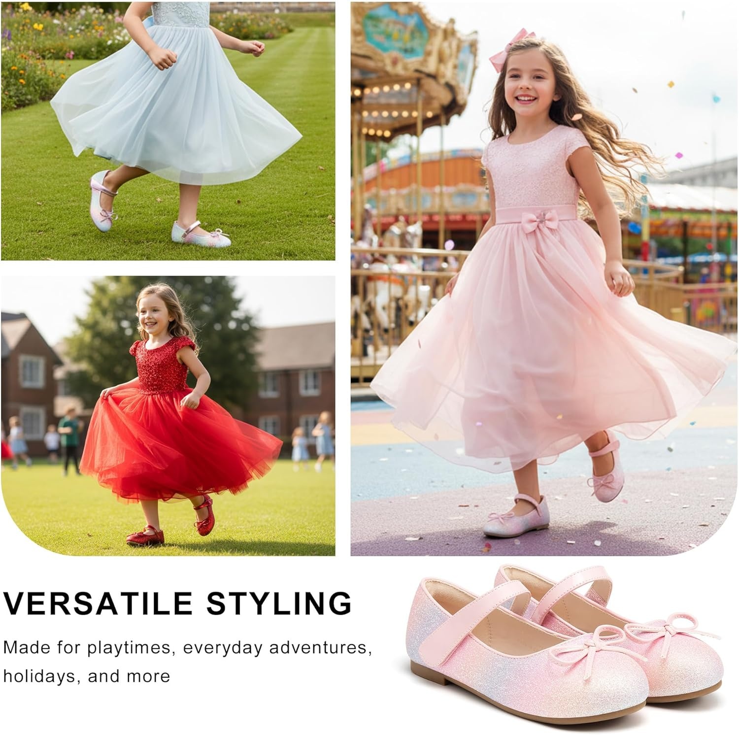 Stelle Girls Dress Shoes Toddler Flower Wedding Party Shoes Mary Jane School Flats(Toddler/Little Kids/Big Kids)(1-pink Ombre)