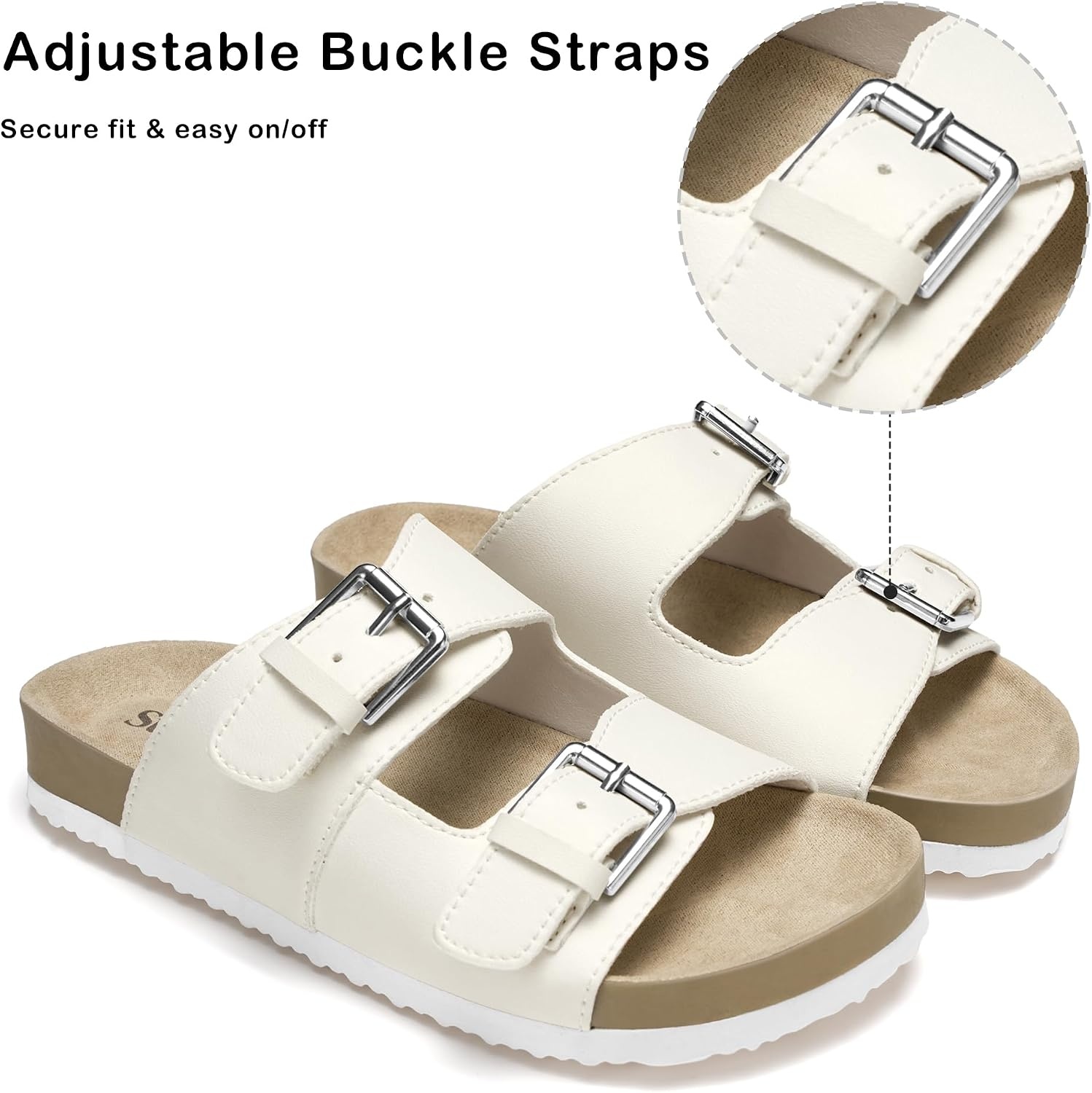 Stelle Girls Sandals Kids Slide Summer Shoes Slip on Slippers(Pearl White)