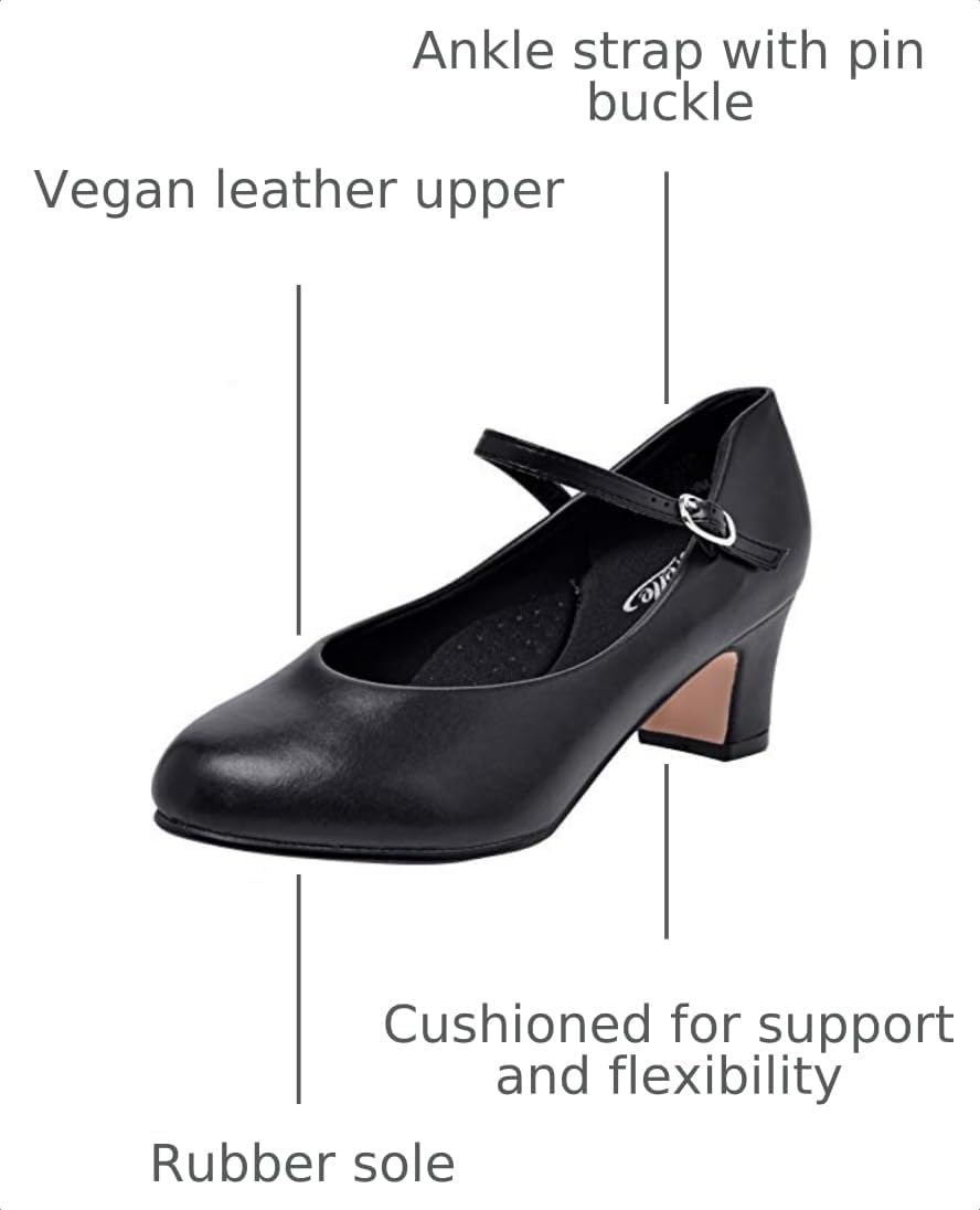 Stelle 2″ Ankle Strap Character Shoes for Women(2black)