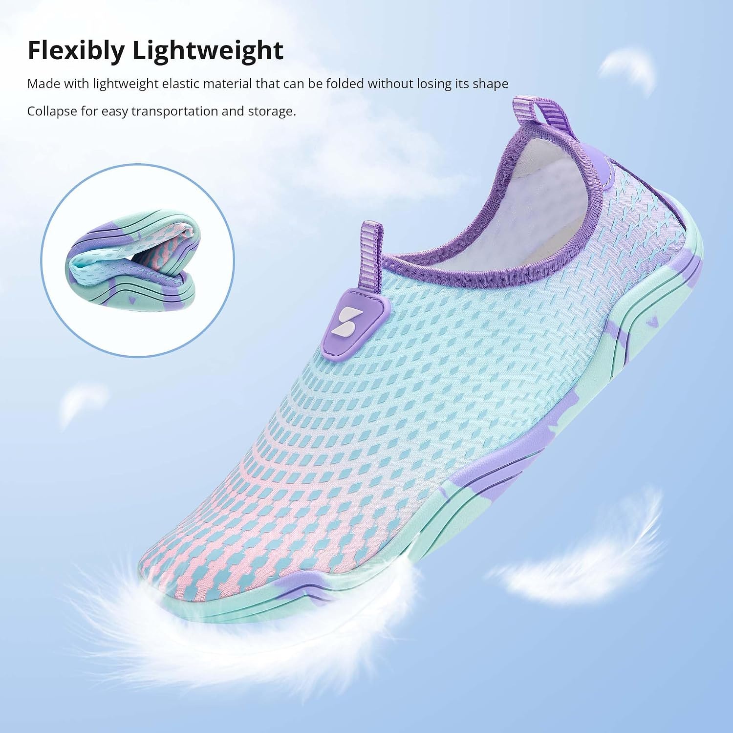 Stelle Water Shoes for Women Quick-Dry Aqua Socks for Swim Pool | Beach Yoga River Shower Surf Kayaking Adult Water Shoes Barefoot Lightweight Non-Slip Sole Indoor Outdoor for Men(Aqua Lilac)