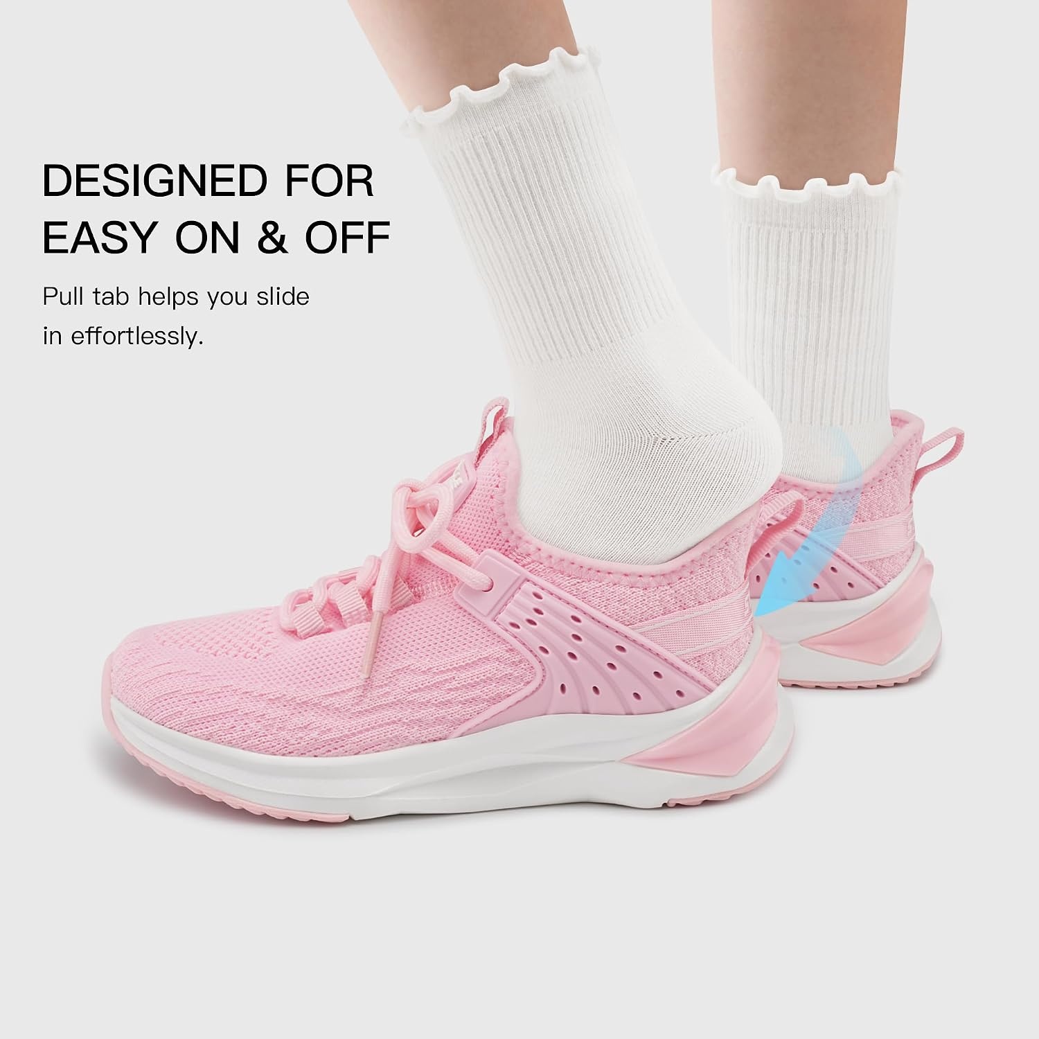 Stelle Girls Tennis Shoes with DIY Charms Slip-on Kids Sneakers | Lightweight Running Shoe Boys Walking Athletic Flats for Little/Big Kids(Pink)