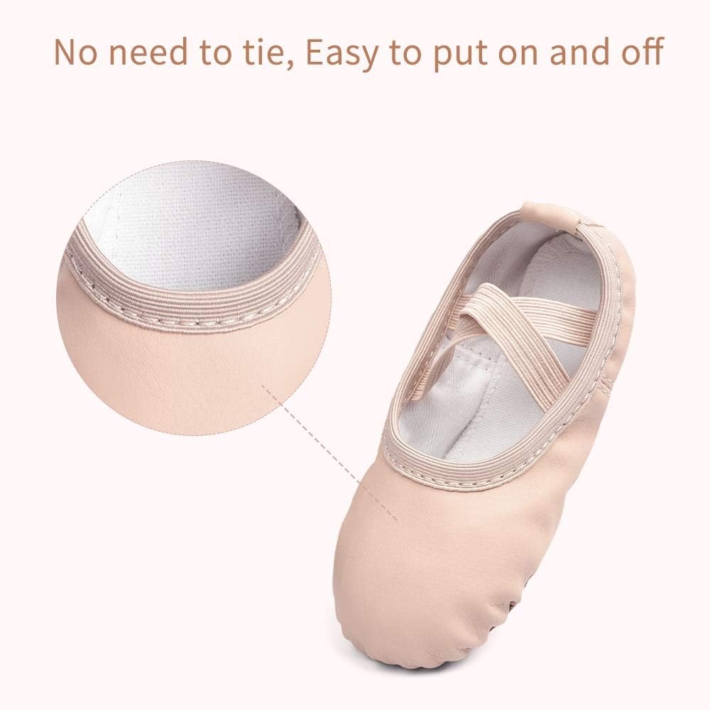 Stelle Ballet Shoes for Girls Boys Close-Fit PU Professional Dance Slippers(Ballet Pink)