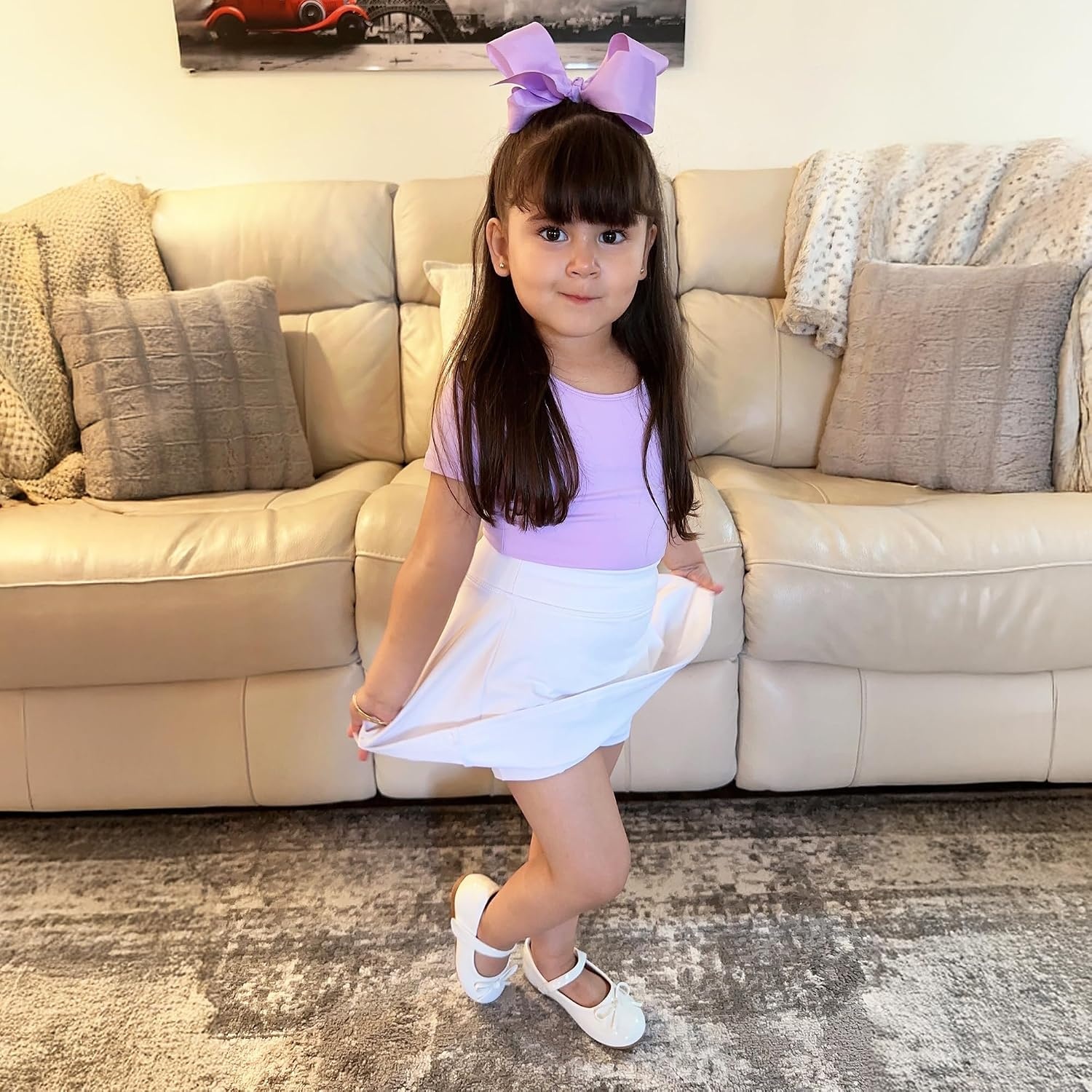 Stelle Girls Dress Shoes Toddler Flower Wedding Party Shoes Mary Jane School Flats(Toddler/Little Kids/Big Kids)(White)
