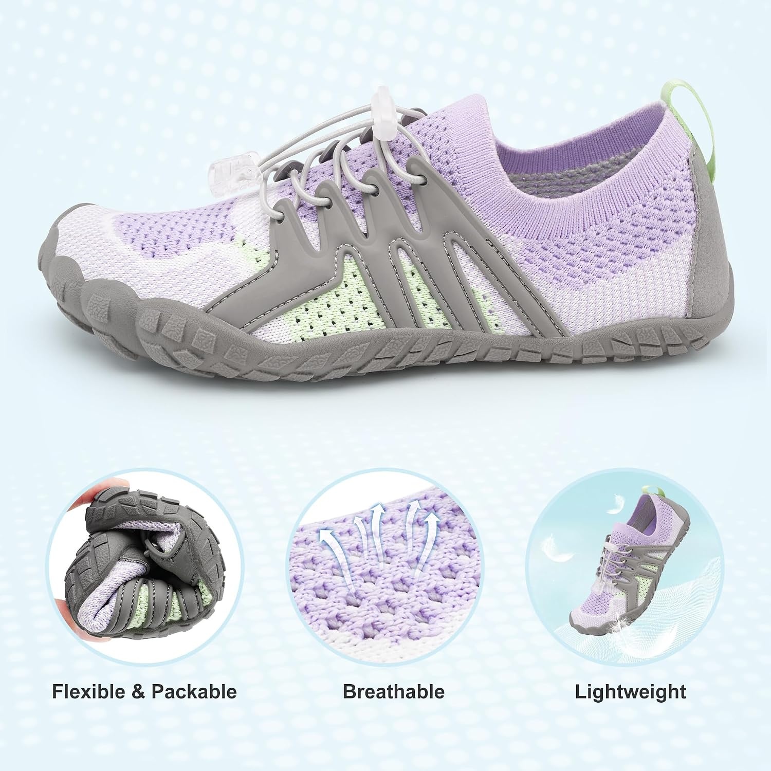 Stelle Water Shoes for Women Barefoot Aqua Shoes for River Swim(Light Purple)