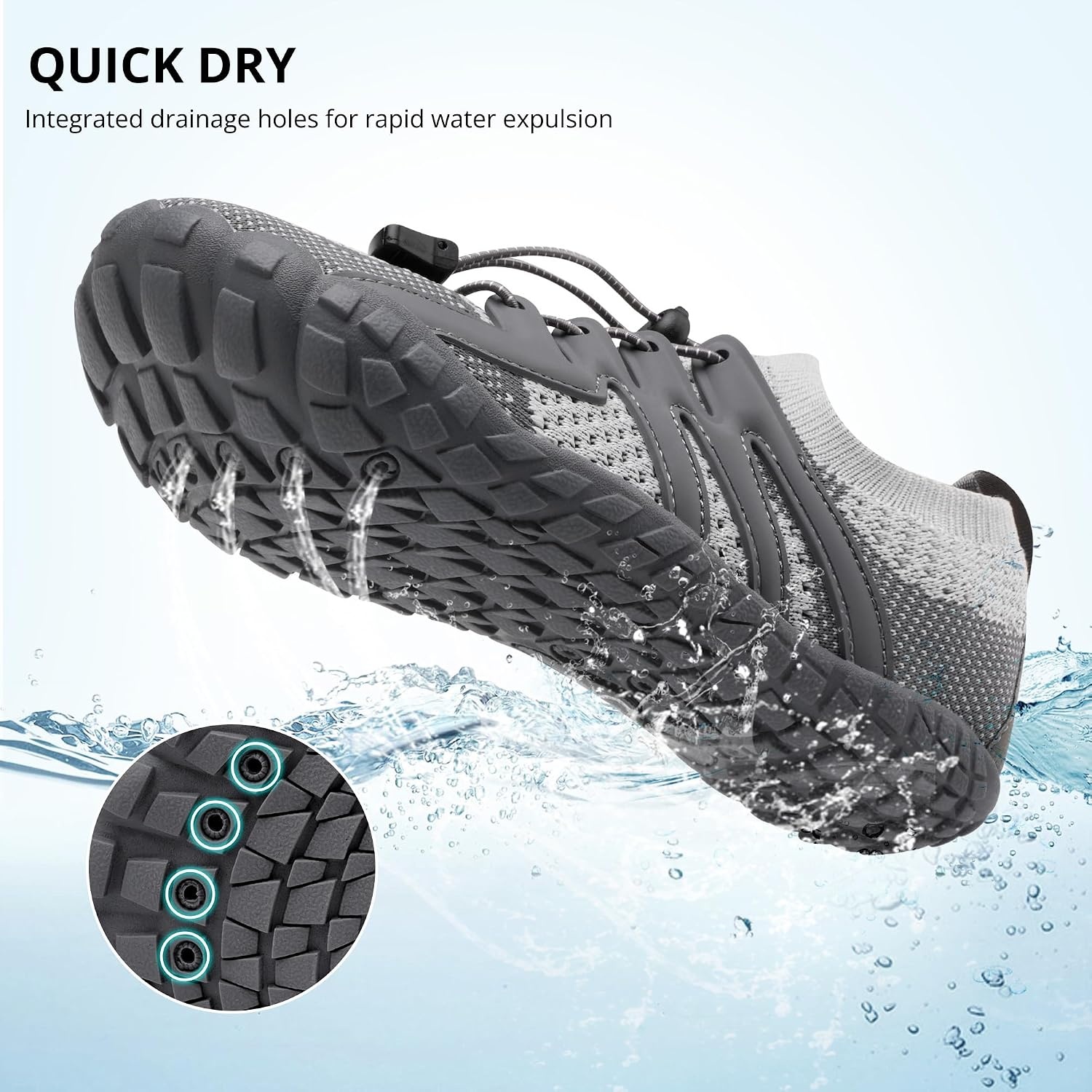 Stelle Water Shoes for Women Barefoot Aqua Shoes for River Swim | Hiking Beach Pool Boating Yoga Quick-Dry Mesh Lightweight Non-Slip Outsole Easy-On Pull Tabs Water Shoes for Adult Men(Charcoal)