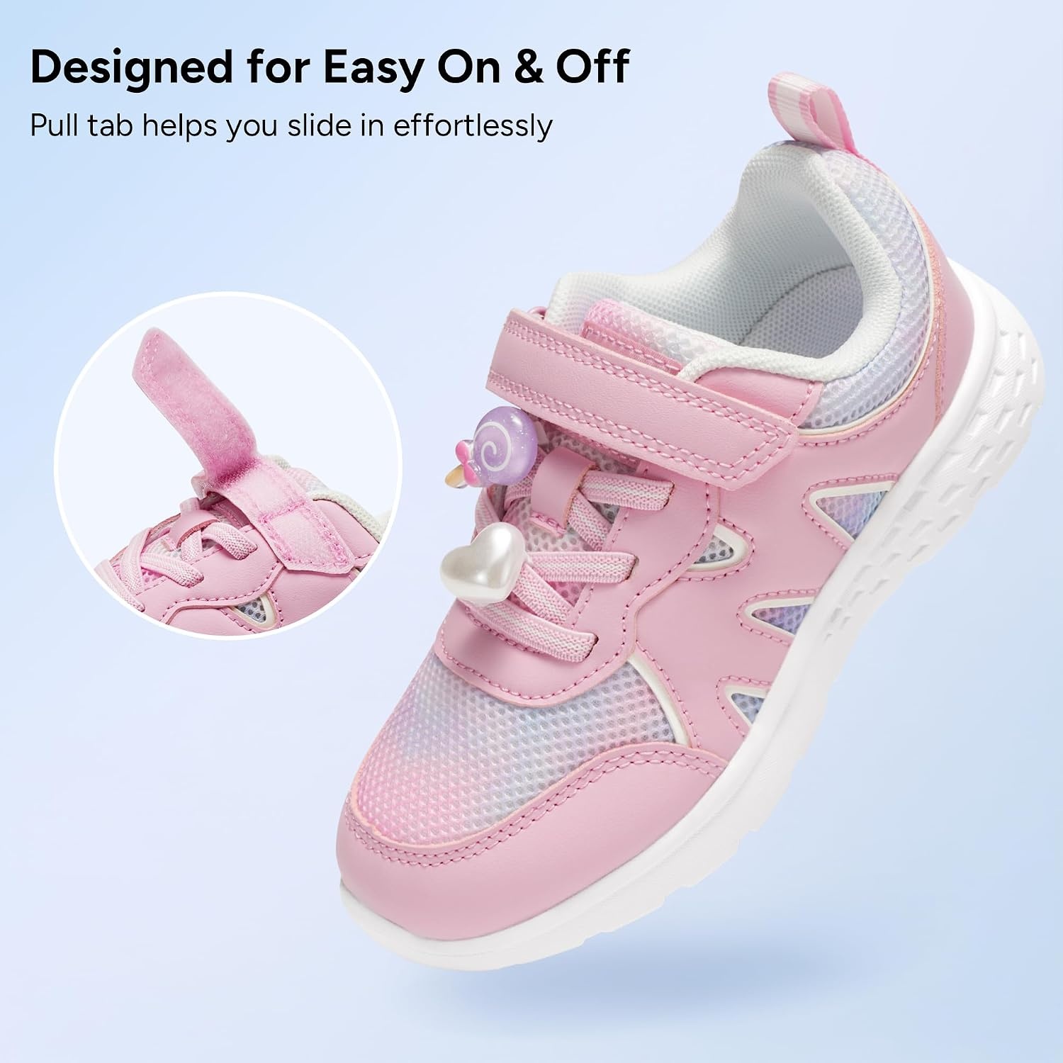 Stelle Tennis Shoes for Girls Kids Sneakers(Tie Dye Marshmallow+charms)