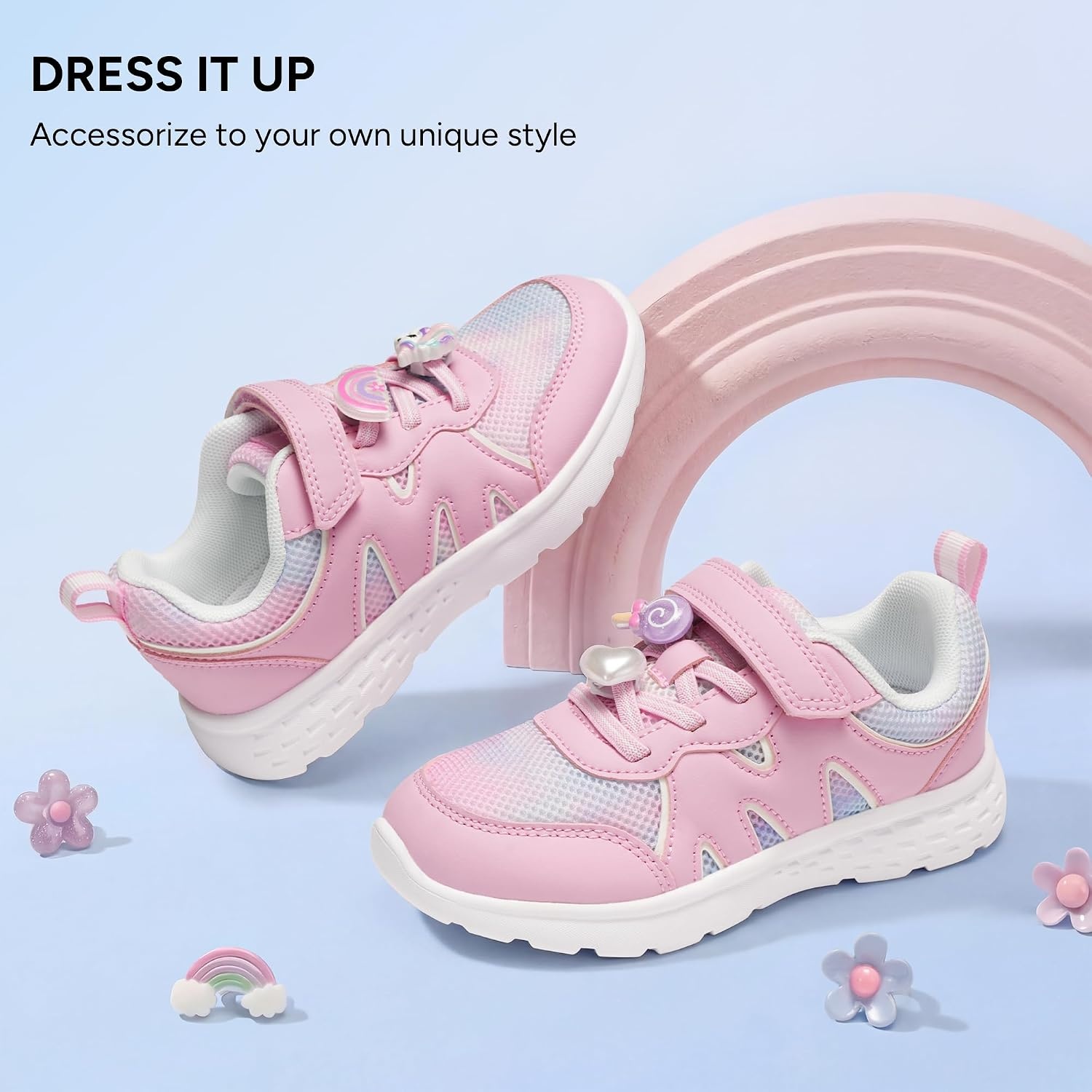 Stelle Tennis Shoes for Girls Kids Sneakers(Tie Dye Marshmallow+charms)