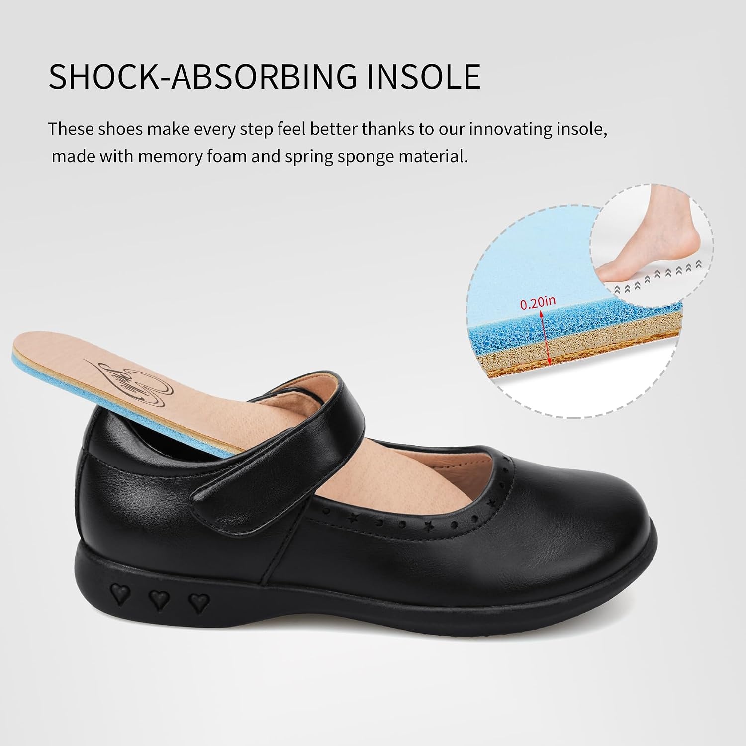 Stelle Mary Jane Shoes for Girls School Uniform Flats Dress Shoes Church for Little/Big Kids(Navy)