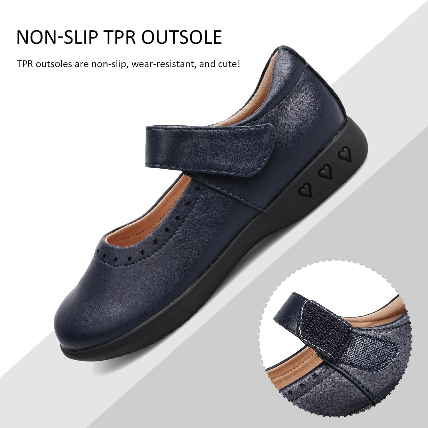 Stelle Mary Jane Shoes for Girls School Uniform Flats Dress Shoes Church for Little/Big Kids(Navy)
