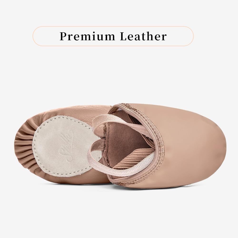 Stelle Genuine Leather Half Soles Dance Shoes Womens Lyrical Pirouette(Tan)