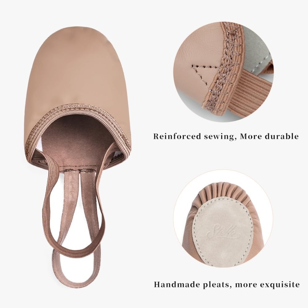 Stelle Genuine Leather Half Soles Dance Shoes Womens Lyrical Pirouette(Tan)