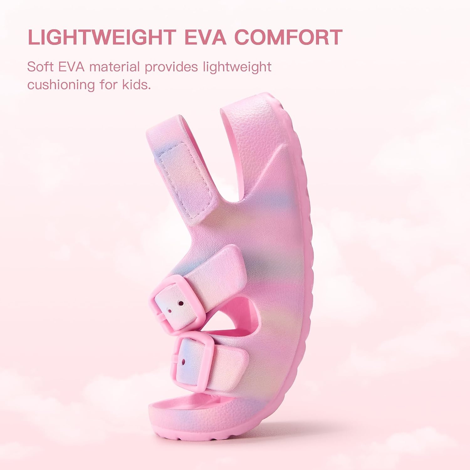 Stelle Toddler Girls Sandals Adjustable Buckle Open Toe Sandal(Cotton Candy Ombre)