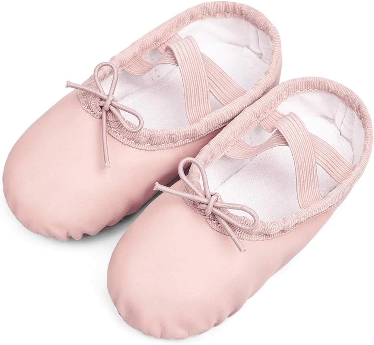 Stelle Ballet Shoes for Girls Boys Close-Fit PU Professional Dance Slippers(Ballet Pink(with Lace))