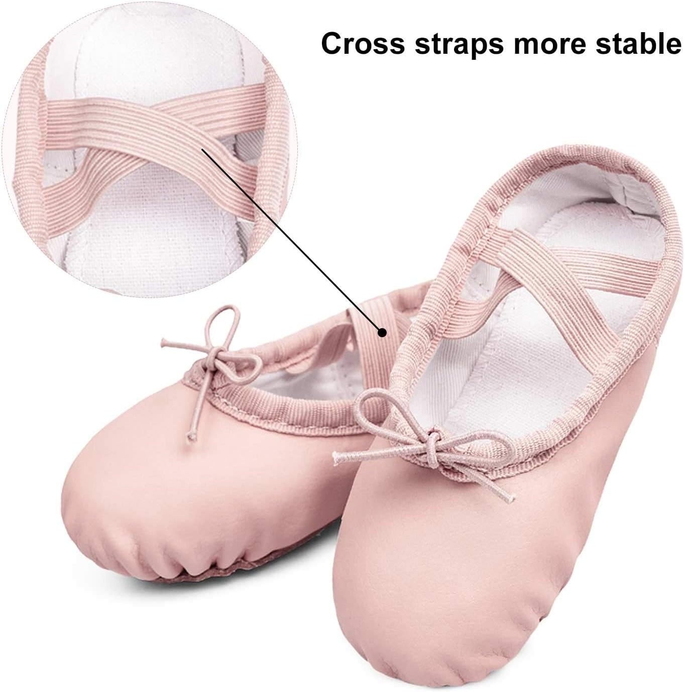 Stelle Ballet Shoes for Girls Boys Close-Fit PU Professional Dance Slippers(Ballet Pink(with Lace))