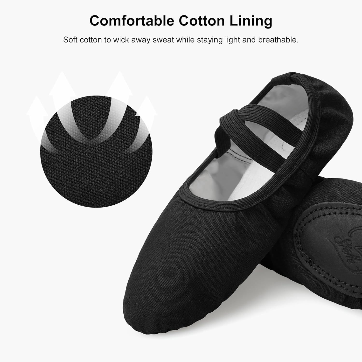 Stelle Ballet Shoes for Women Girls Canvas Ballet Slipper Dance Shoes Yoga Shoes(Black)