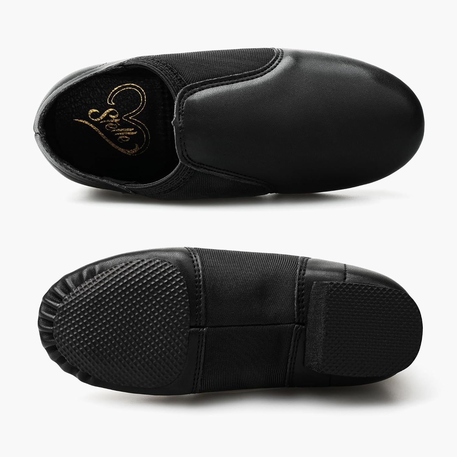 Stelle PU Leather Jazz Shoes for Girls and Boys Dance Shoes(B-black)