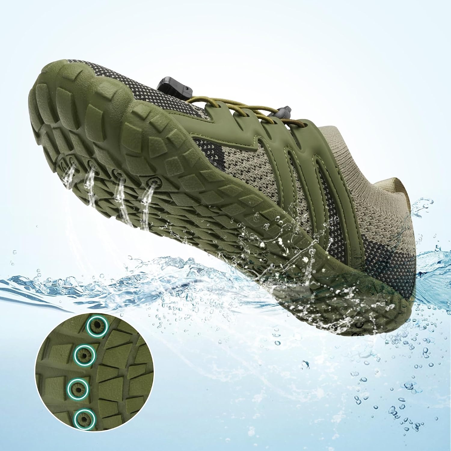 Stelle Water Shoes for Women Barefoot Aqua Shoes for River Swim(Utility Green)