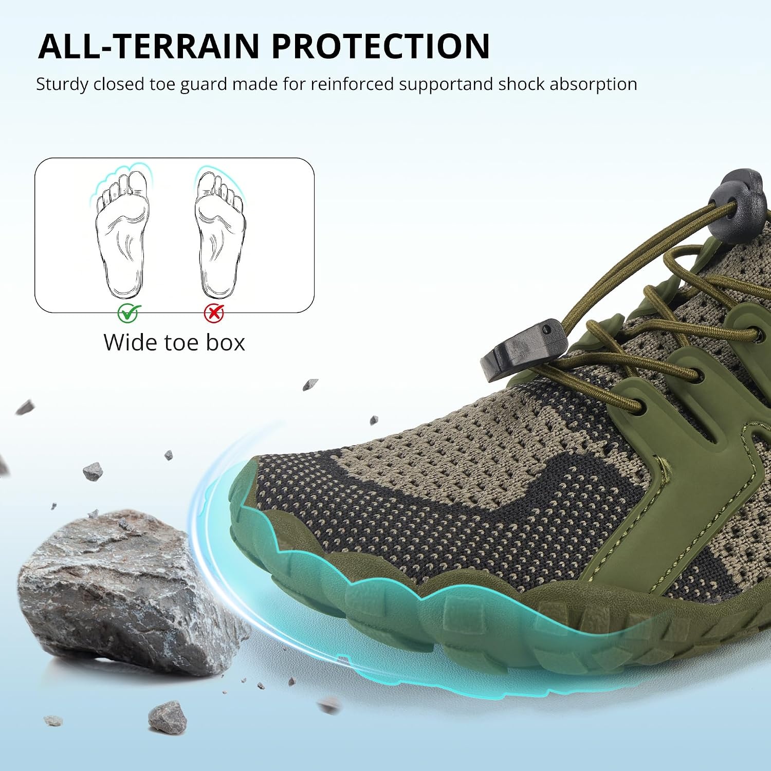 Stelle Water Shoes for Women Barefoot Aqua Shoes for River Swim(Utility Green)