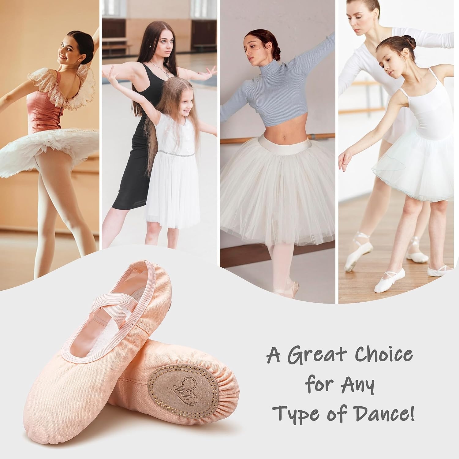 Stelle Ballet Shoes for Women Girls Canvas Ballet Slipper Dance Shoes Yoga Shoes(Ballet Pink)