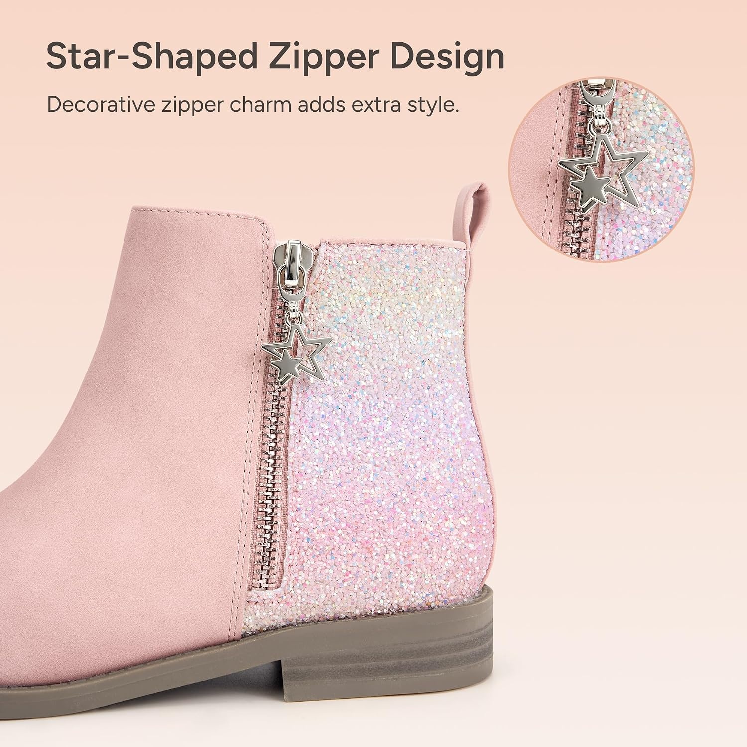 Stelle Girls Ankle Boots Glitter Fall Shoes(Pink)