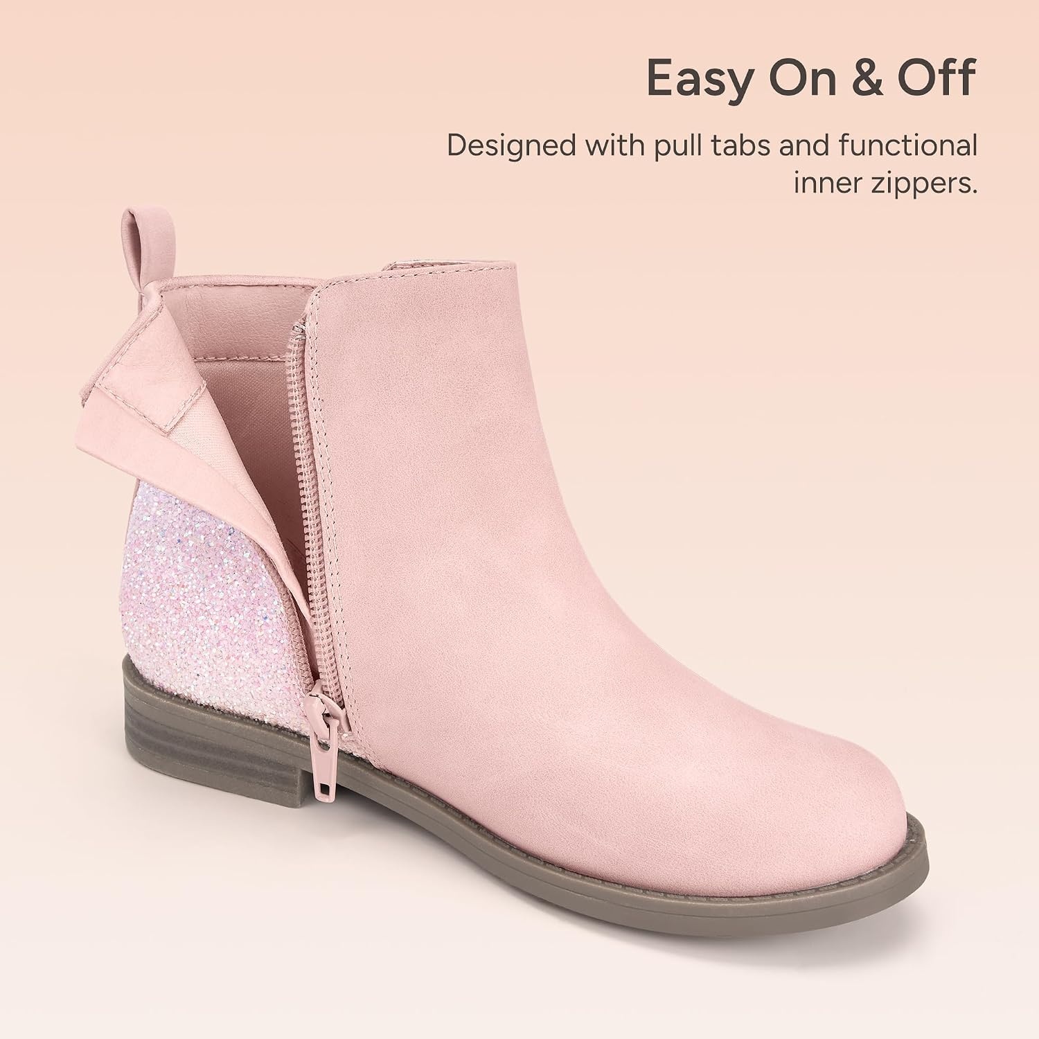 Stelle Girls Ankle Boots Glitter Fall Shoes(Pink)