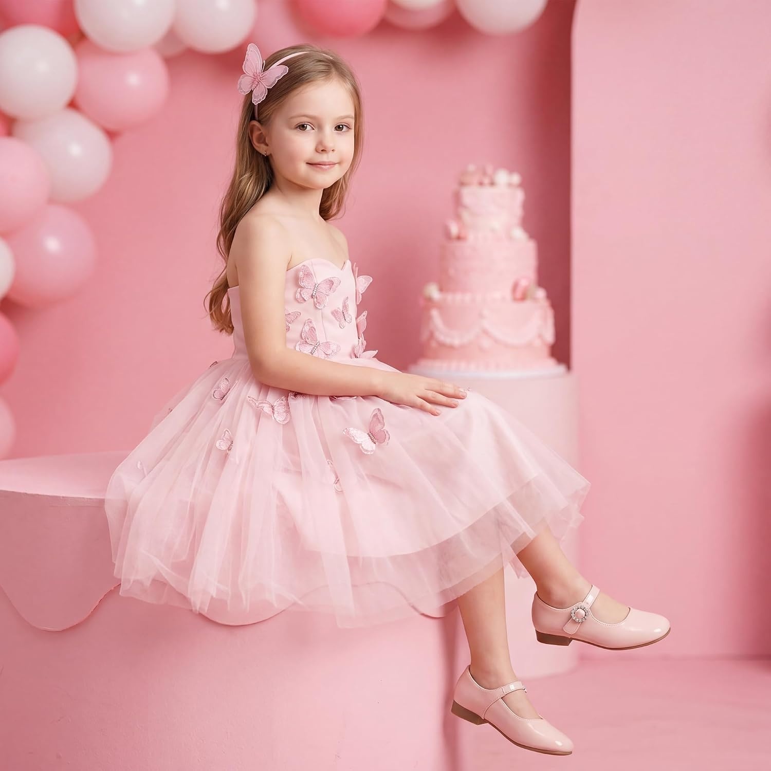 Stelle Girls Dress Shoes Rhinestone Buckle Mary Janes for School Wedding | Sparkle buckle detail, Hook-and-loop closure, Cushioned comfort, Flexible sole, Flower girl, Party, Flats, Low heels(Pink)