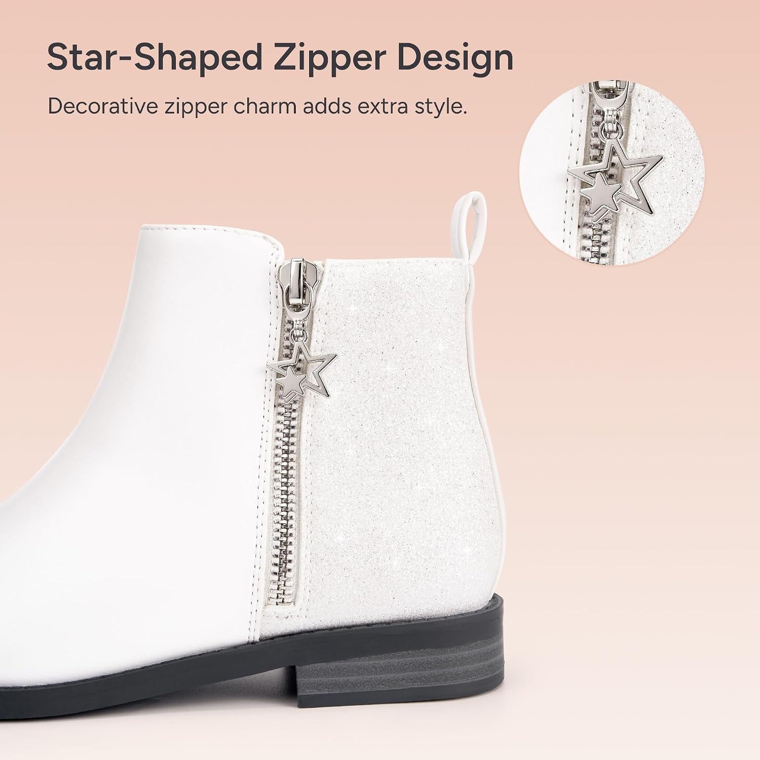 Stelle Girls Ankle Boots Glitter Fall Shoes(White)