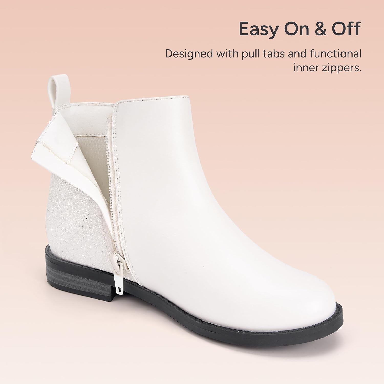 Stelle Girls Ankle Boots Glitter Fall Shoes(White)