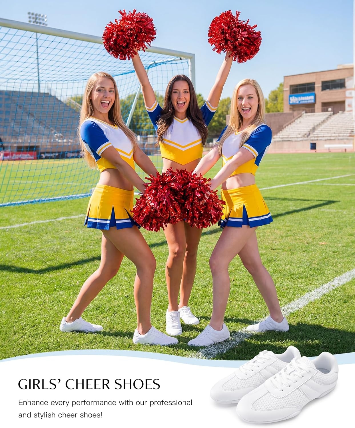 Stelle Cheer Shoes Women White Girls Cheerleading Shoes Competition Sneakers Training Breathable Lightweight Tennis Sports(White)