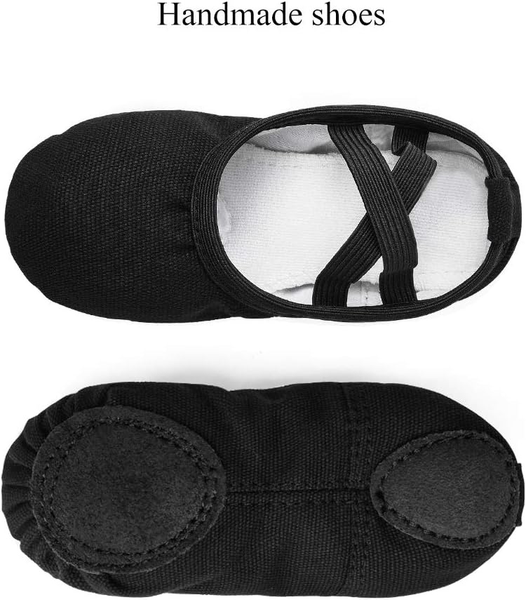 Stelle Canvas Ballet Shoes Toddler Girls No-Tie Split Sole Ballet Slippers | Lightweight canvas upper, Soft cotton lining, Suede leather outsole, Dance shoes, Ballet training, Recitals and performances(Black)