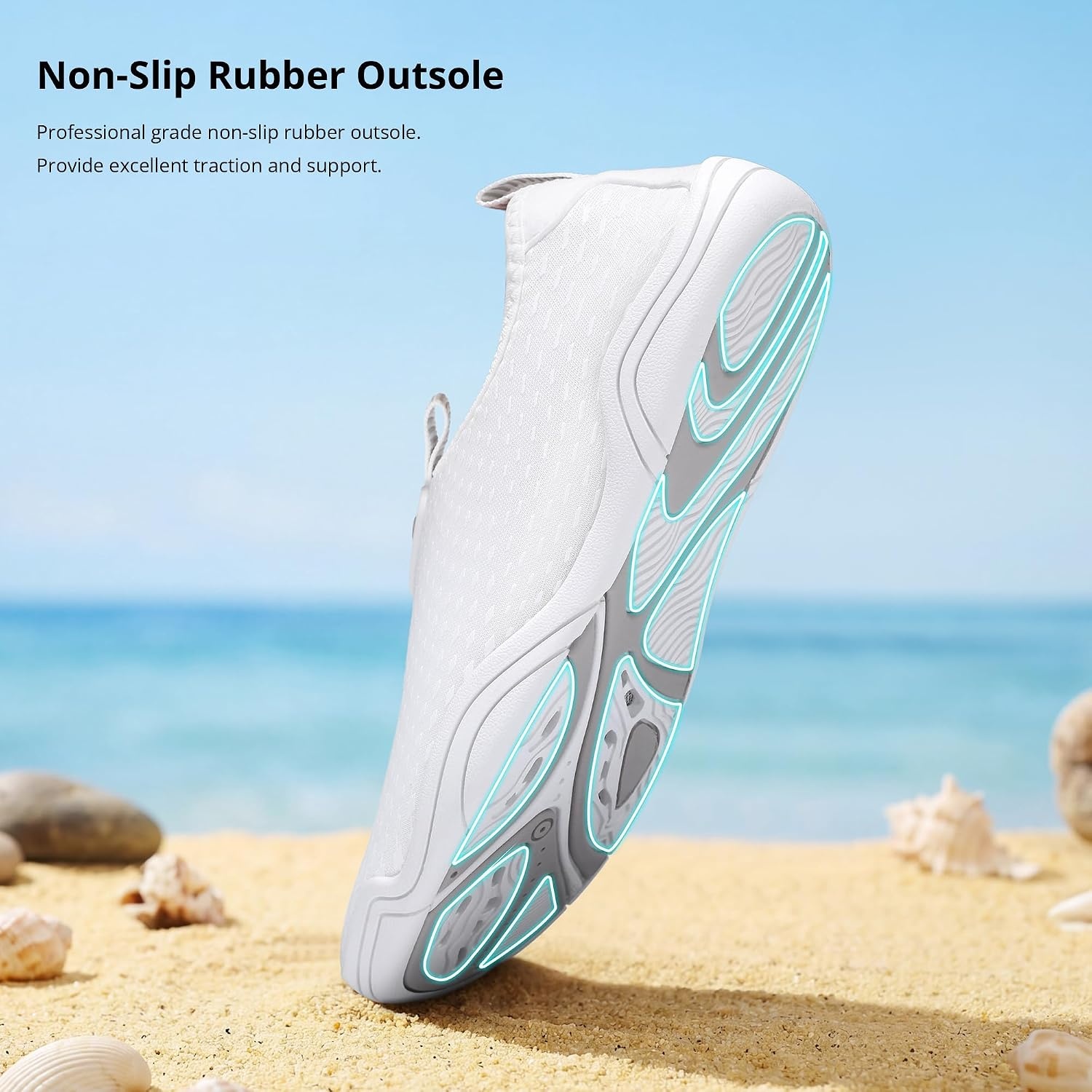 Stelle Water Shoes for Women Quick-Dry Aqua Socks for Swim Pool | Beach Yoga River Shower Surf Kayaking Adult Water Shoes Barefoot Lightweight Non-Slip Sole Indoor Outdoor for Men(White)