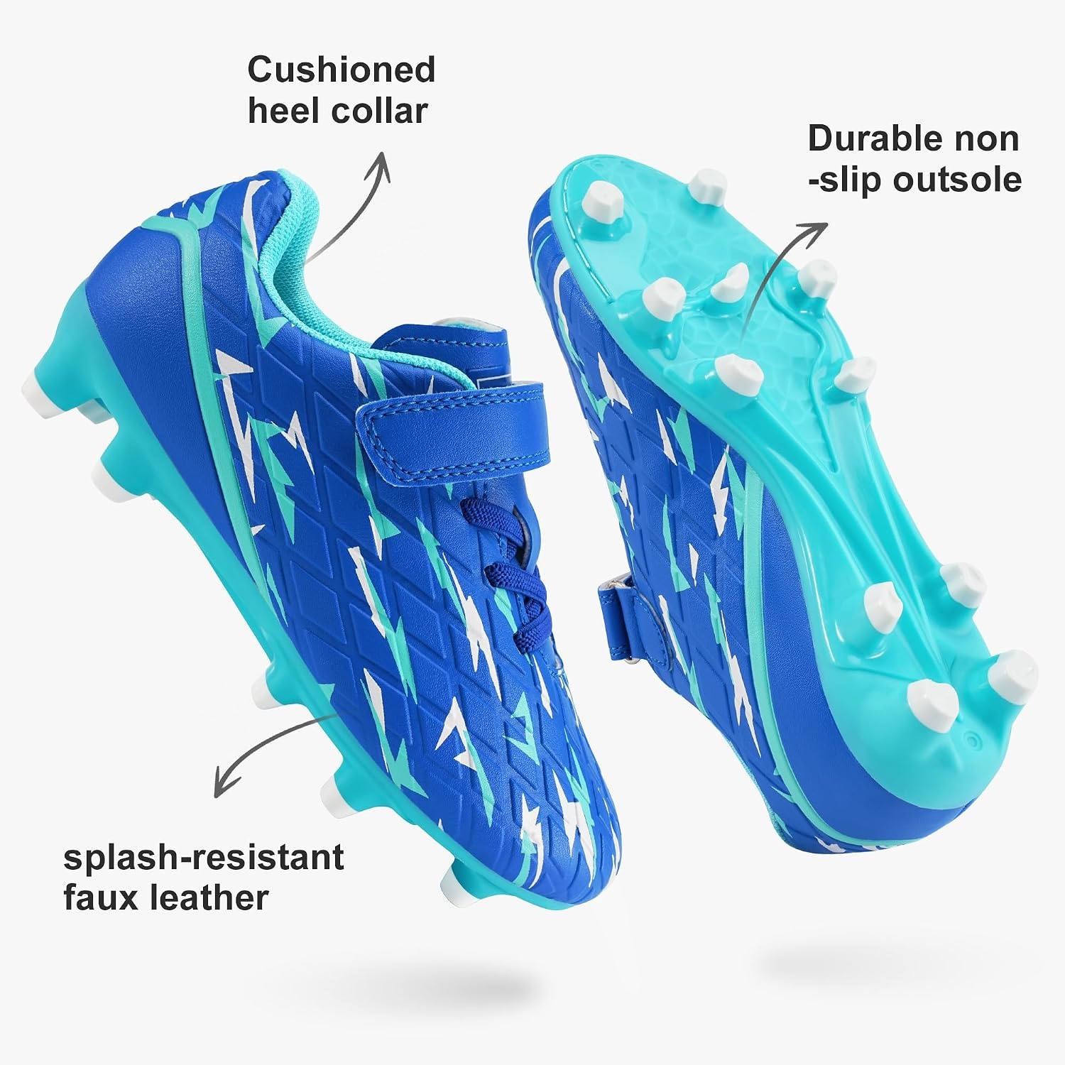 Stelle Boys Soccer Cleats for Kids Girls(Electric Blue)