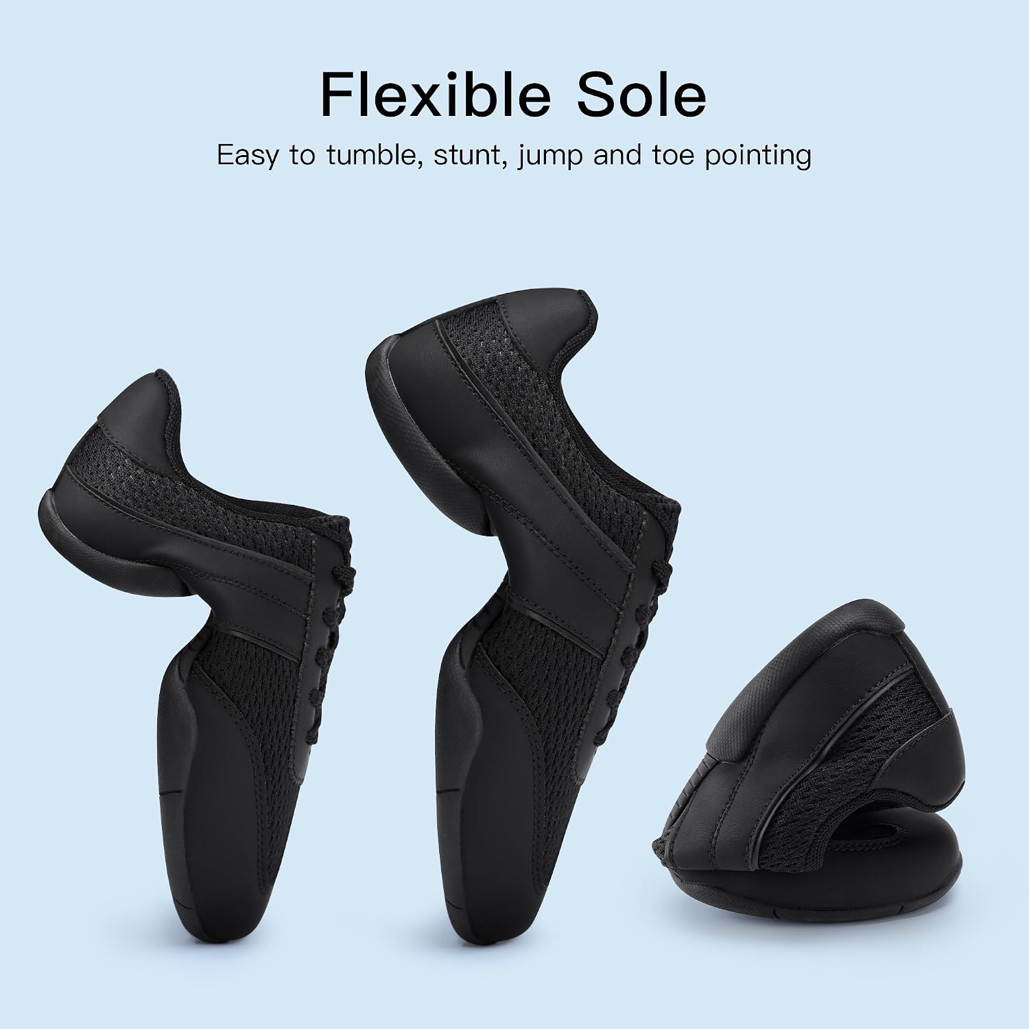 Stelle Cheer Shoes Women Cheerleading Dance Sneakers | Leather and Breathable Knit Mesh Upper, Lightweight Athletic Shoes for Cheer Competition, Training and Practice(Black)