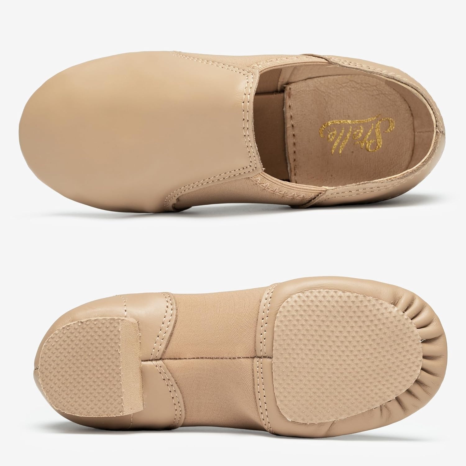 Stelle Girls Jazz Shoes Anti-Slip Leather Dance Shoes(Tan)
