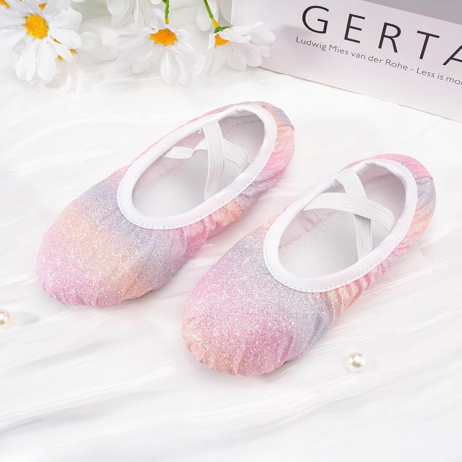 Stelle Ballet Slippers for Girls Glitter Metallic Vegan Leather Full Sole | Ballet shoes for girls, Ballerina slippers, Crisscross elastic straps, Suede full outsole, Recitals, Costumes(Pink Ombre)