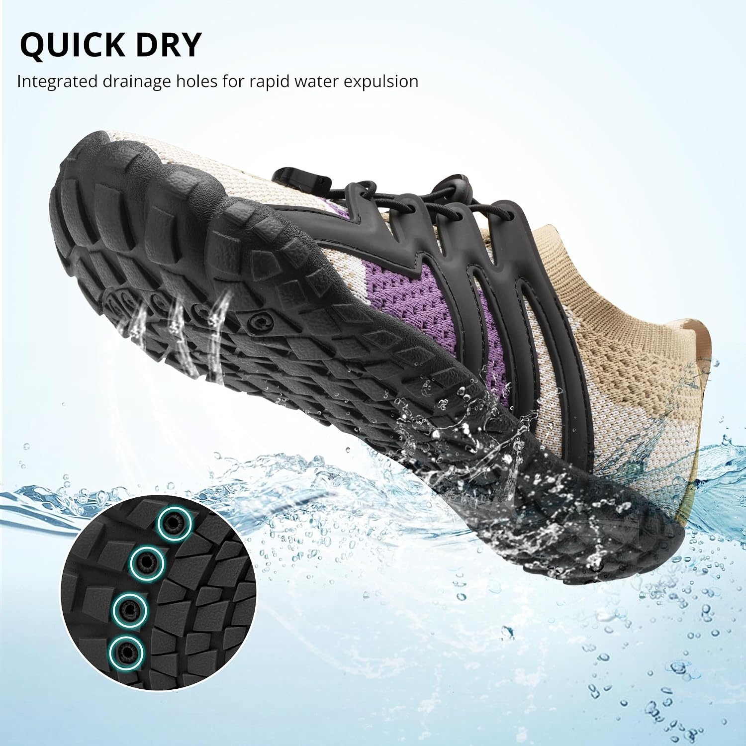 Stelle Water Shoes for Women Barefoot Aqua Shoes for River Swim | Hiking Beach Pool Boating Yoga Quick-Dry Mesh Lightweight Non-Slip Outsole Easy-On Pull Tabs Water Shoes for Adult Men(Desert Eclipse)