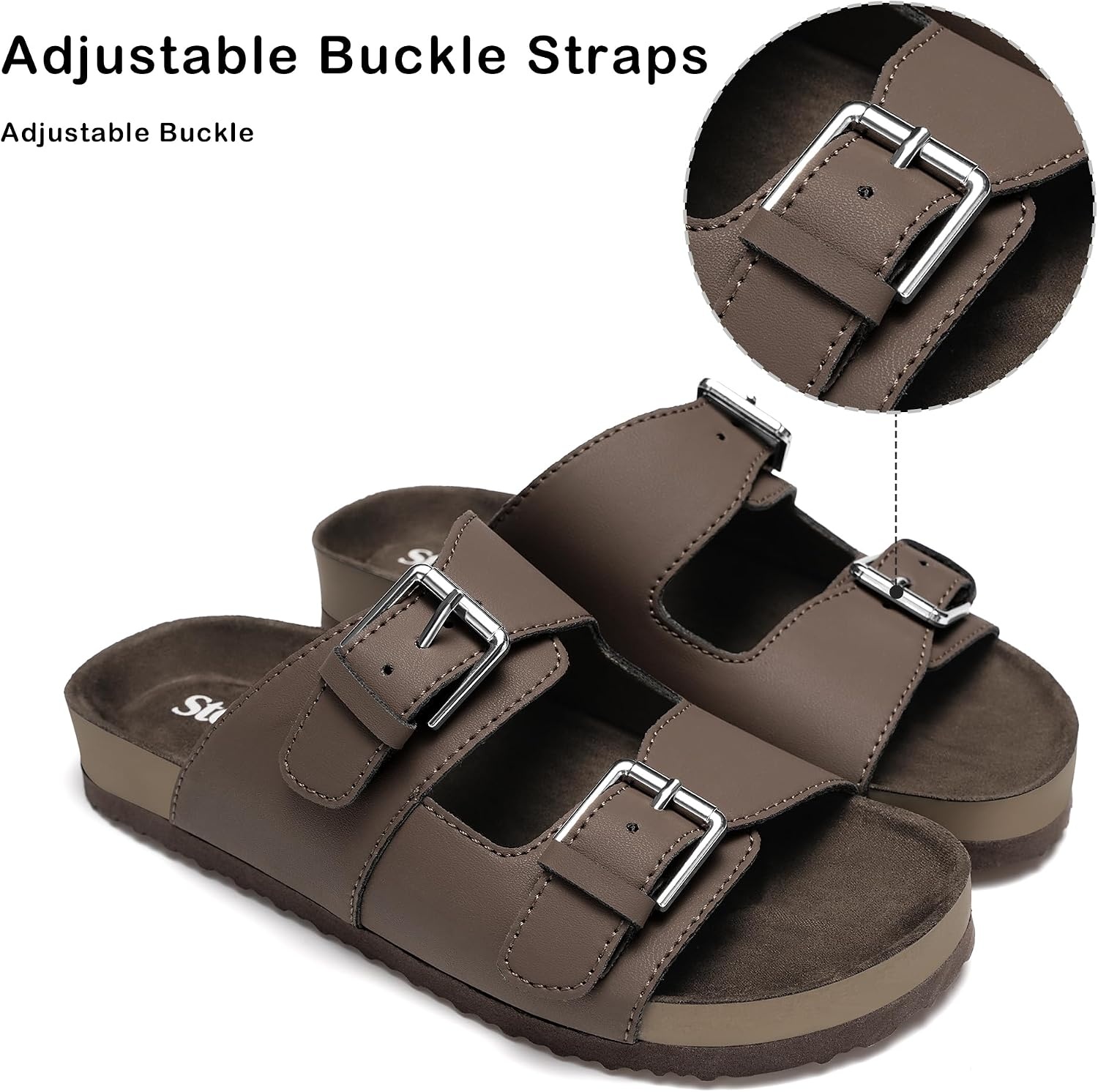 Stelle Girls Sandals Kids Slide Summer Shoes Slip on Slippers(Chocolate)