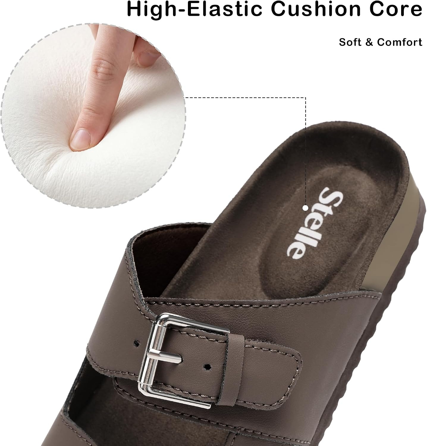 Stelle Girls Sandals Kids Slide Summer Shoes Slip on Slippers(Chocolate)
