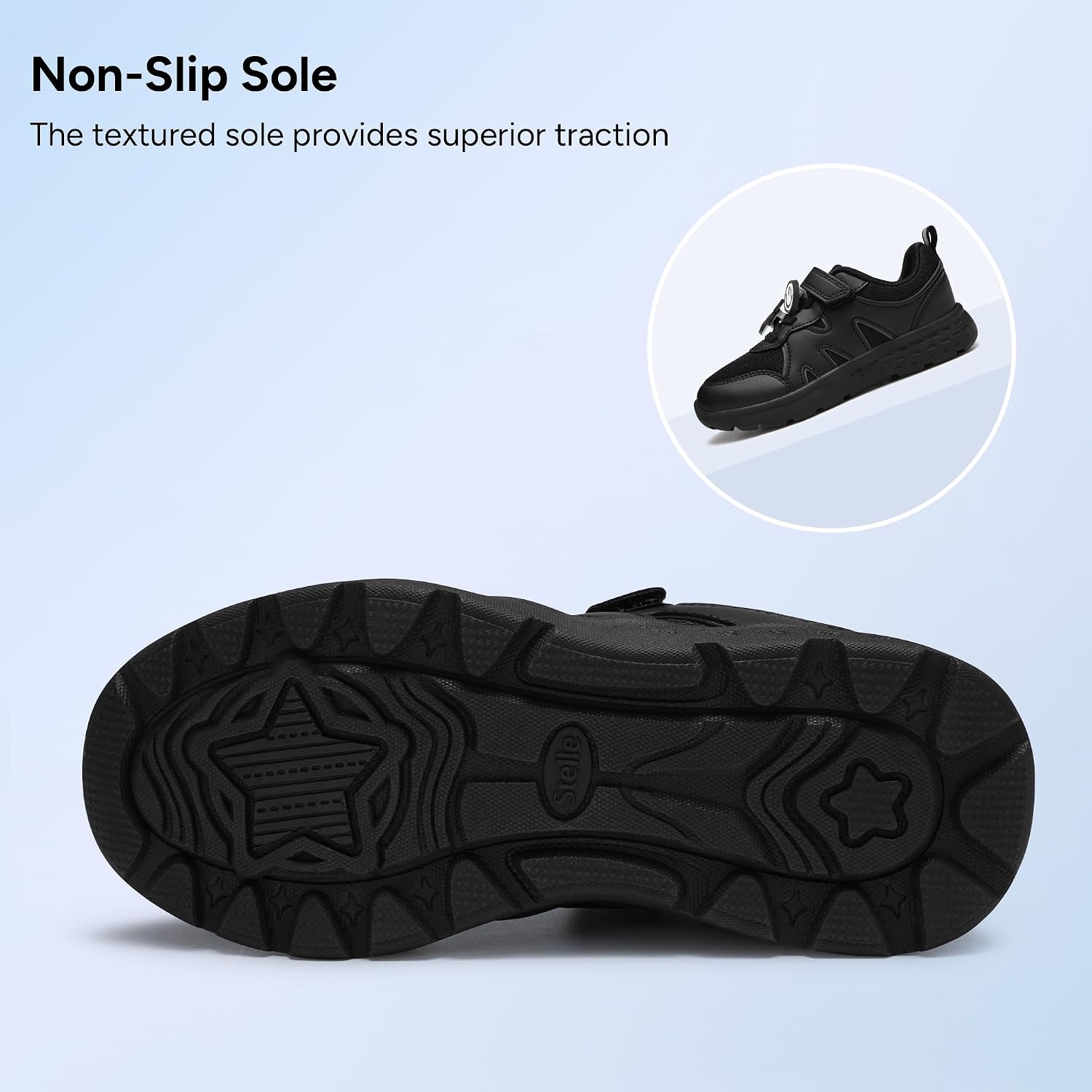 Stelle Tennis Shoes for Girls Kids Sneakers(Ninja Black+charms)