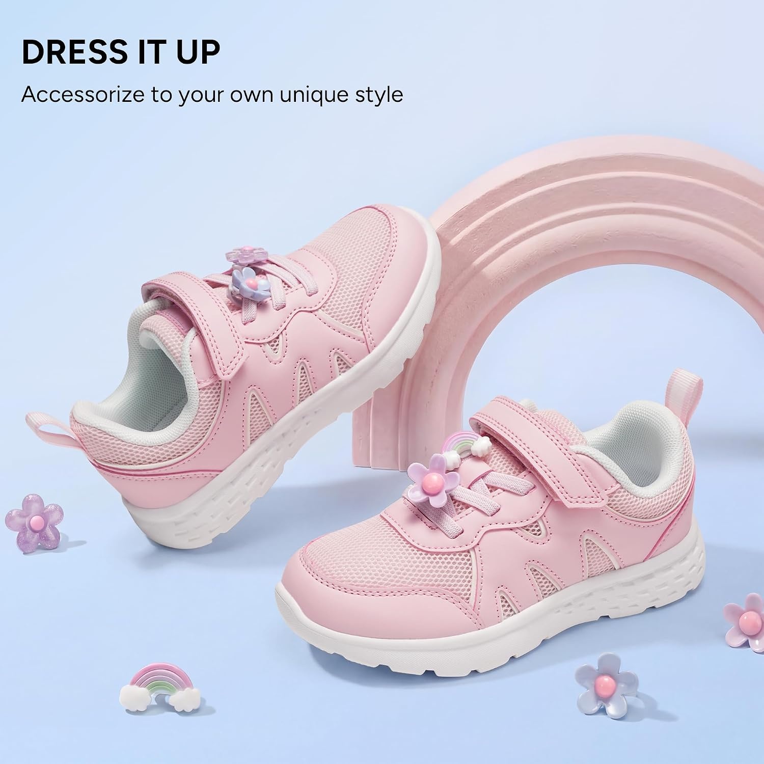 Stelle Tennis Shoes for Girls Kids Sneakers(Pink+charms)