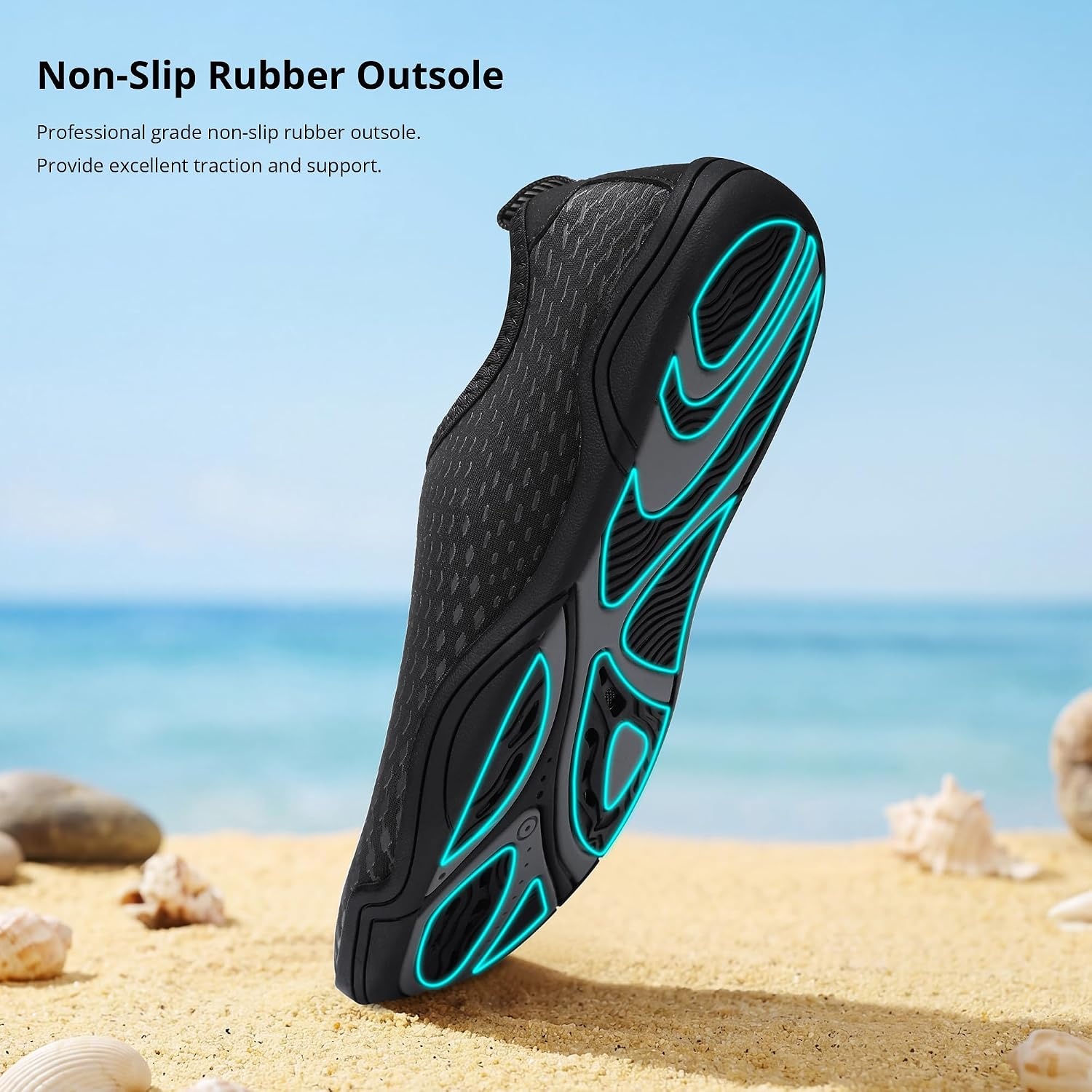 Stelle Water Shoes for Women Quick-Dry Aqua Socks for Swim Pool(Black)